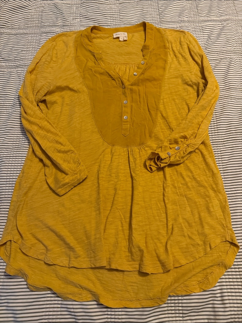 Meadow Rue Mustard Henley Tunic Top